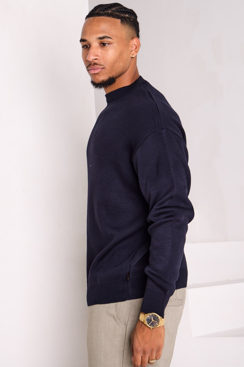 Navy basic crew-neck jumper