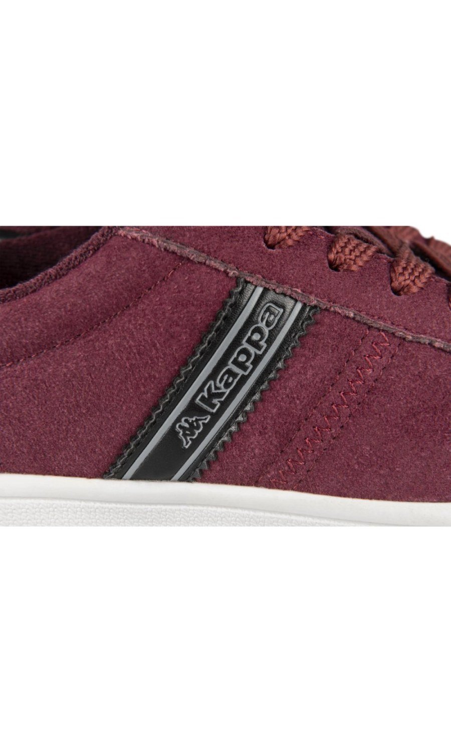 Burgundy faux suede sneakers with black heel tab