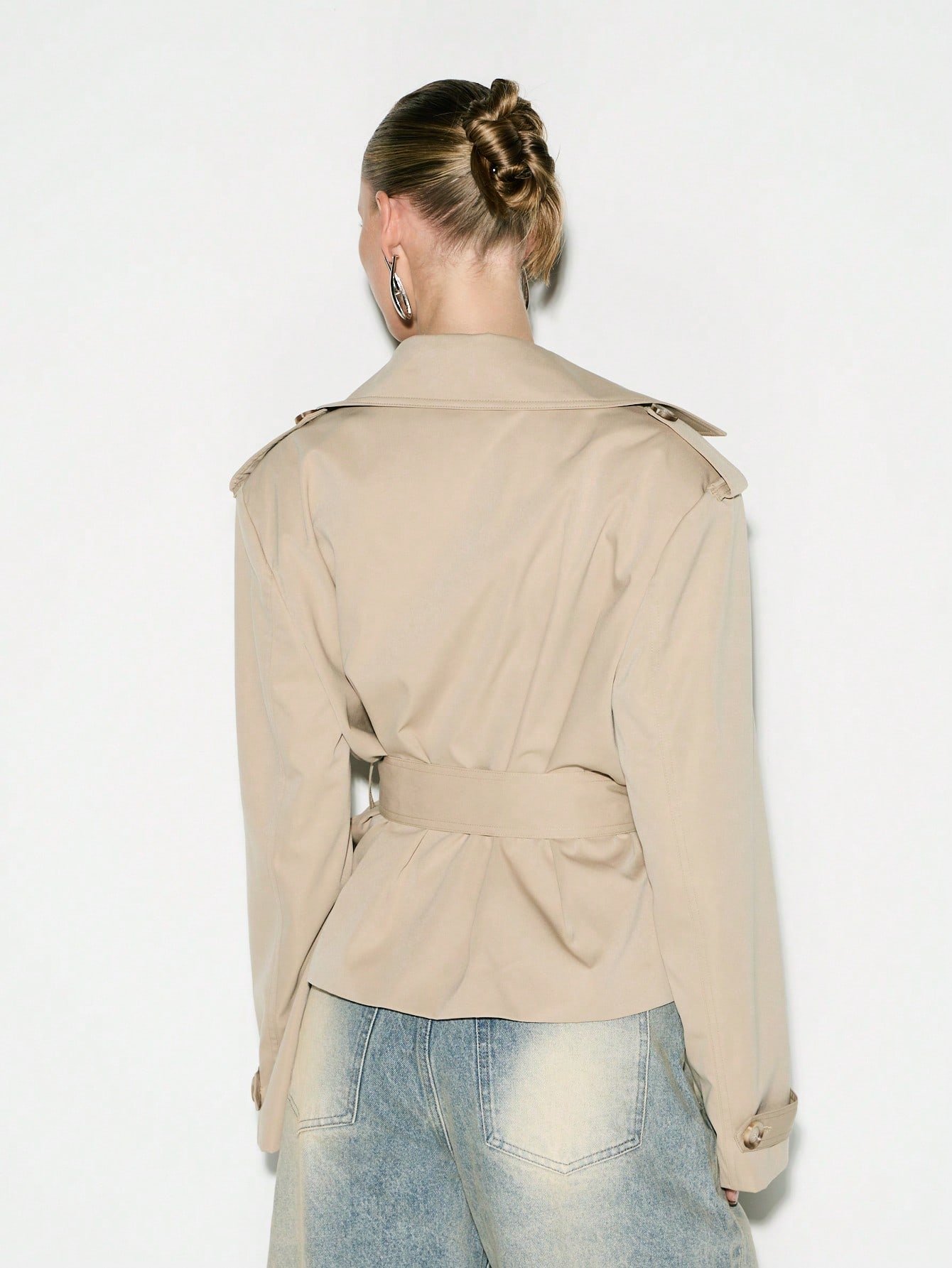 Manteau trench double boutonnage b épaulettes w ceinture