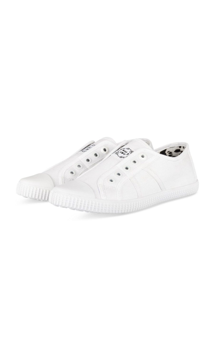White canvas plimsolls with toe cap