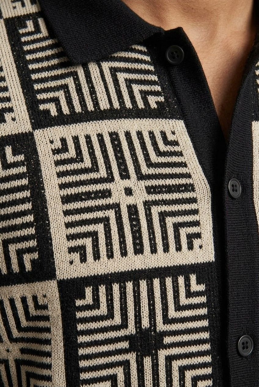 Chemise Tricotée Décontractée À Motif Tapisserie Crochet
