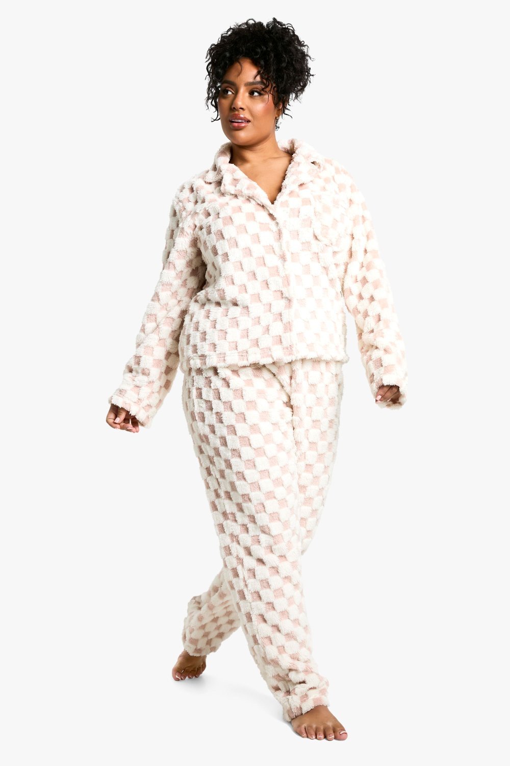 Pyjama chemise w sarwal b damier - Grande taille