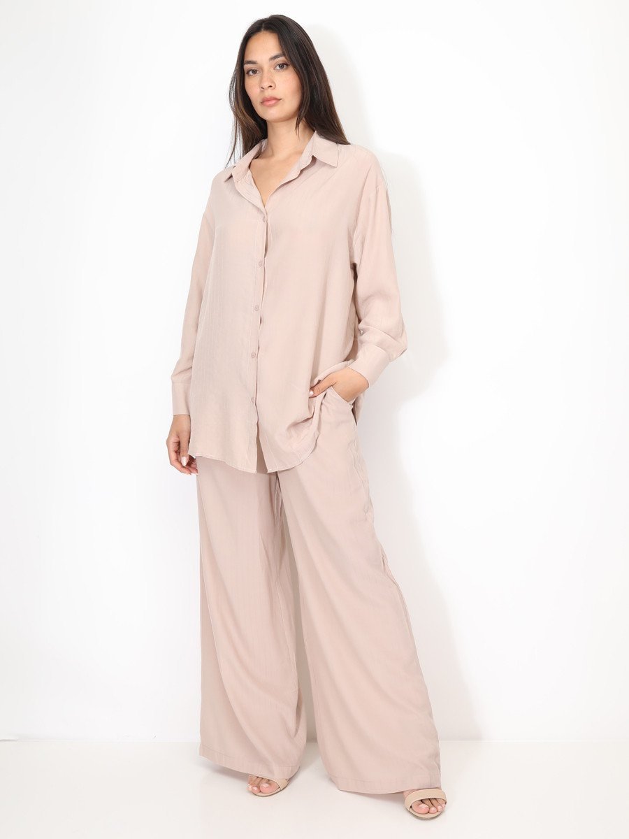 Ensemble chemise w pantalon mkhattin, taupe