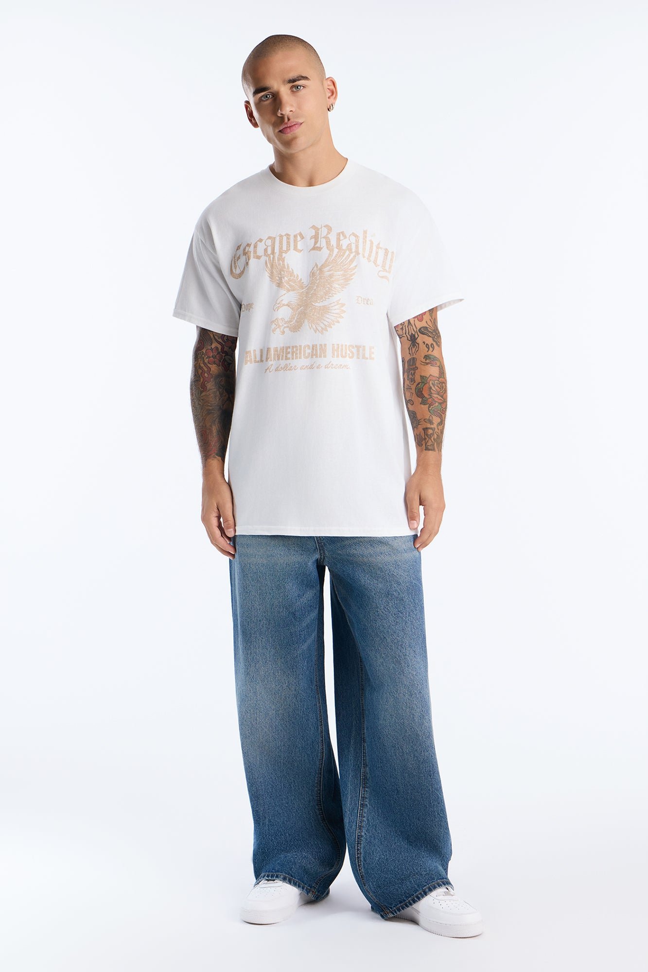 T-shirt oversize b tba3a All American Hustle