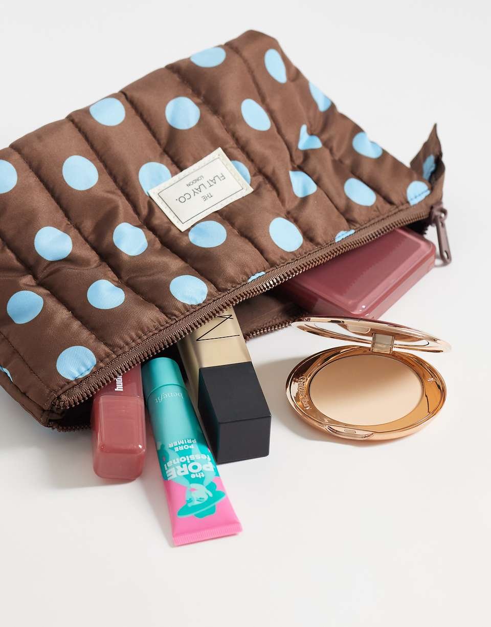 Pochette de maquillage basique à pois