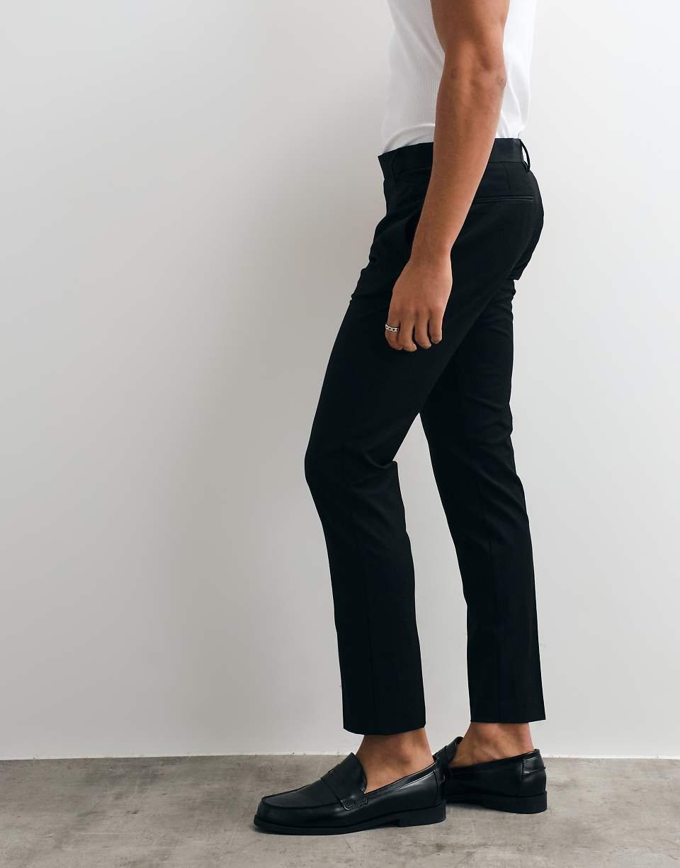 Pantalon de costume skinny en laine lavable en machine - Noir