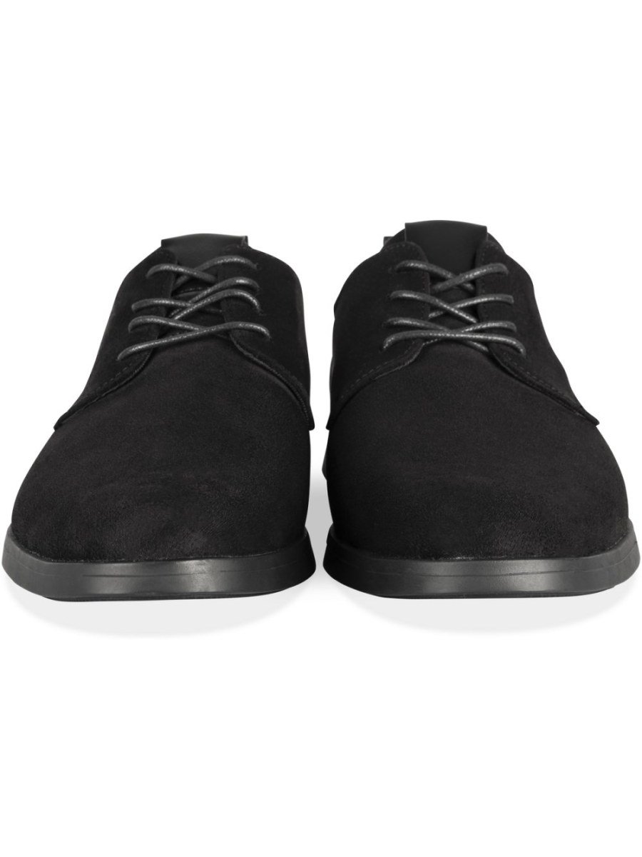 Black suede-effect derbies, flat sole