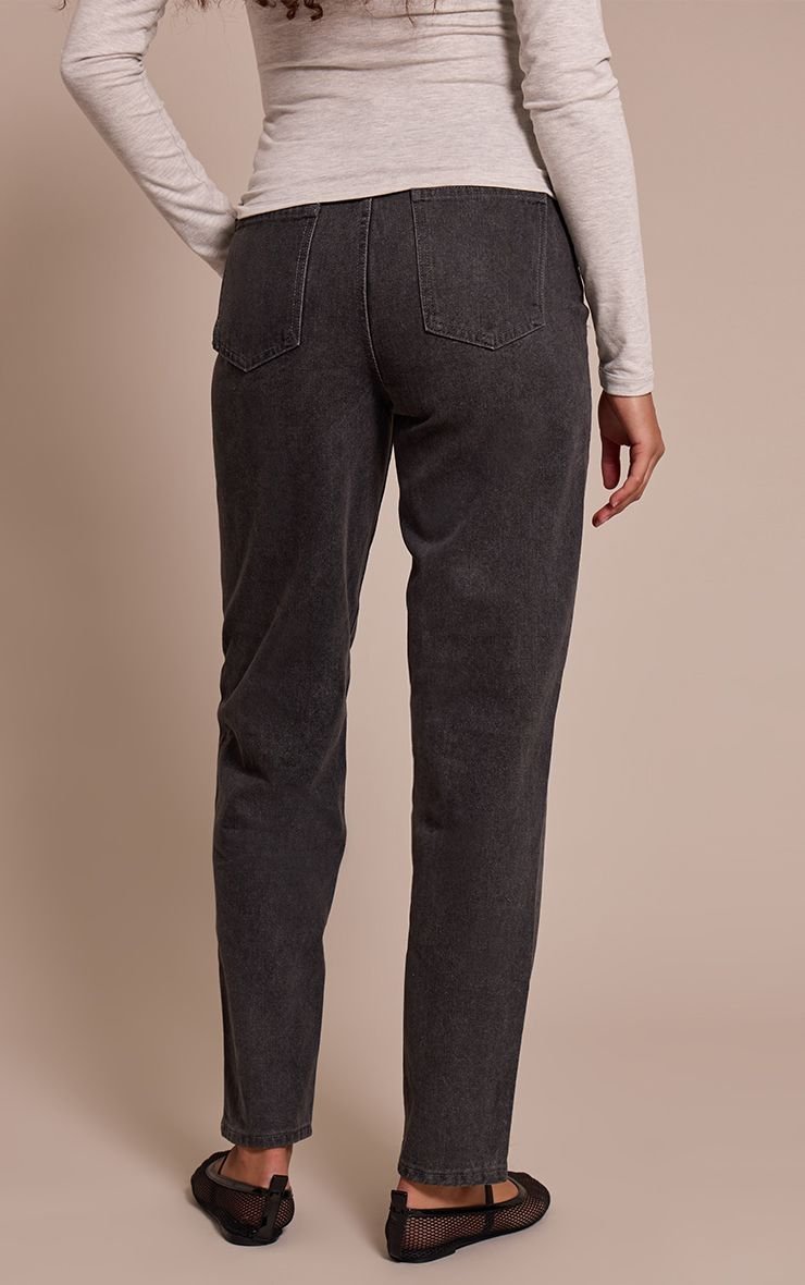 Washed grey high-waisted mom jeans - Tall