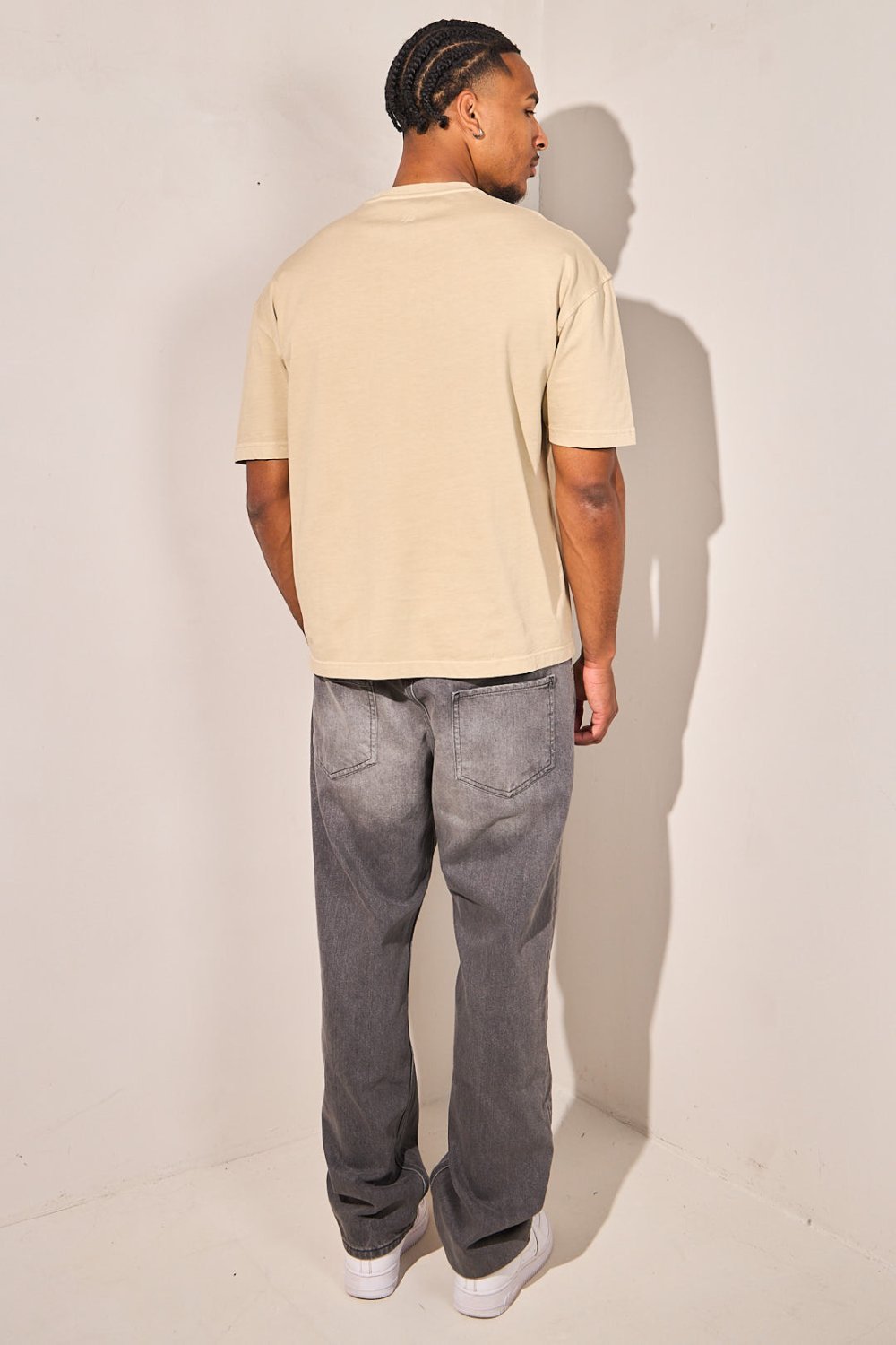 Ecru oversized art print t-shirt