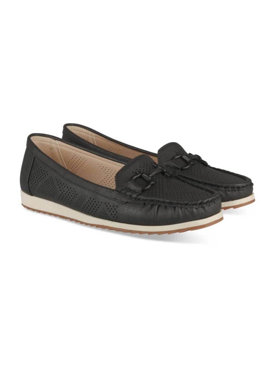 Black perforated horsebit loafers