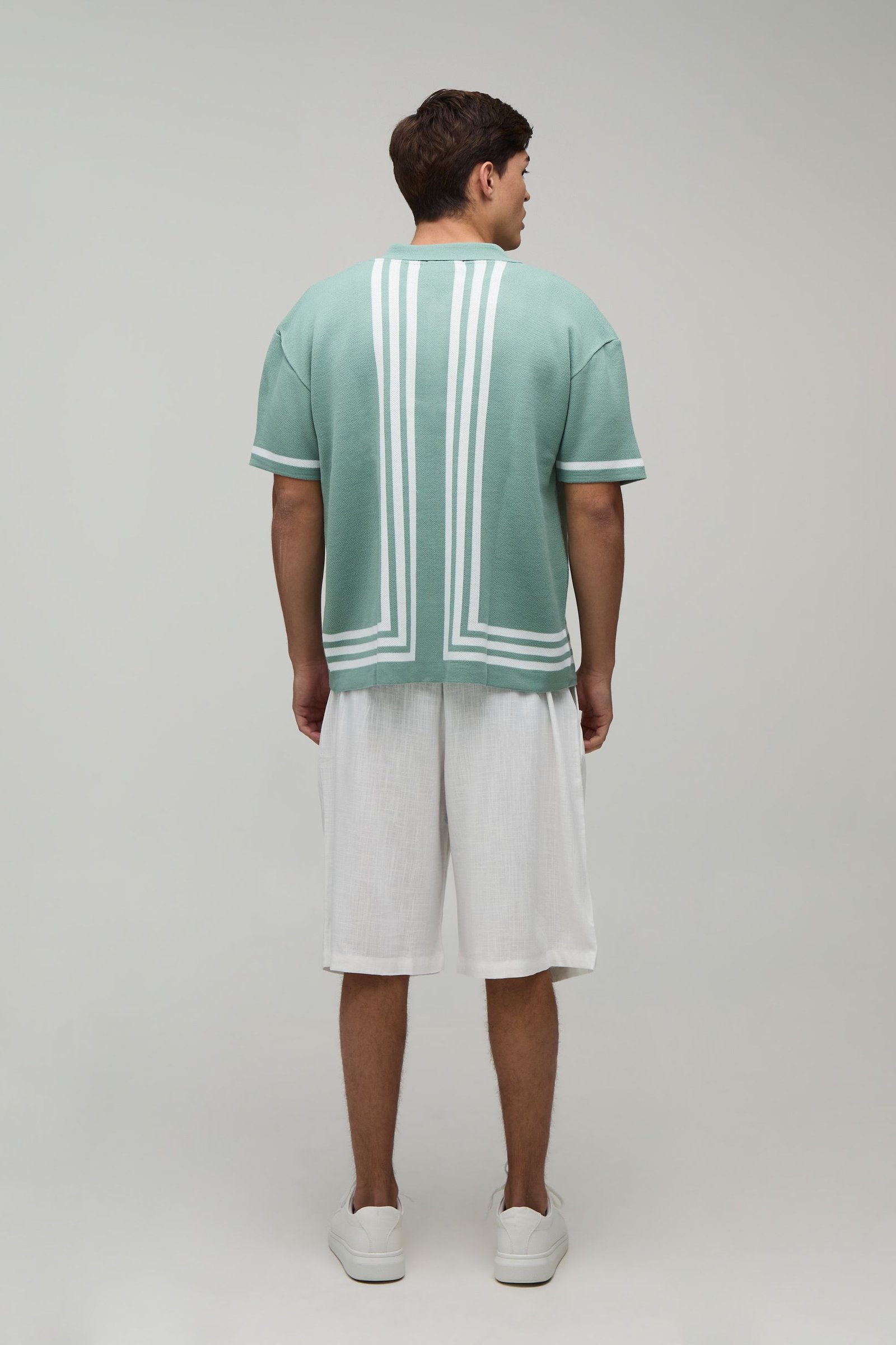 Chemise Tricotée À Rayures Décontractée