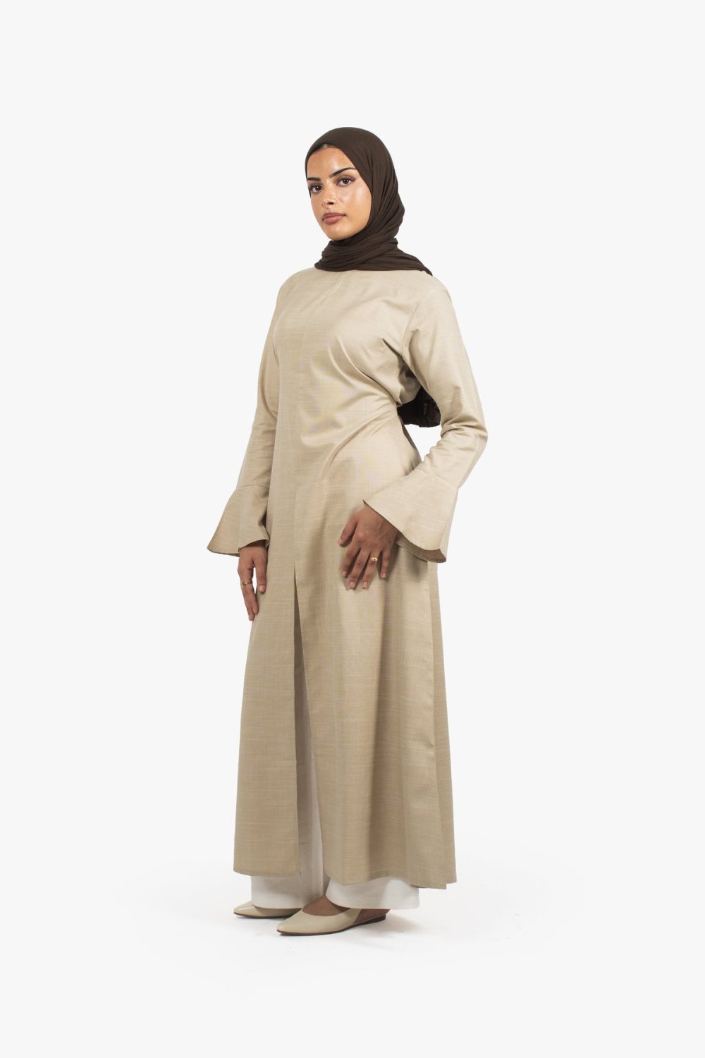 Robe twila m9tou3a l9eddam - Beige