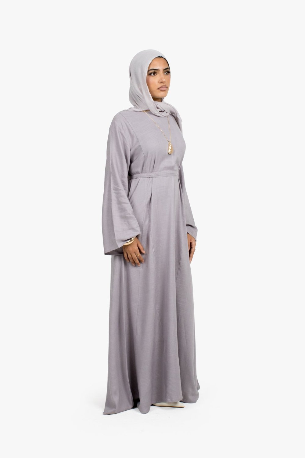 Pleated tie-waist maxi dress - Grey
