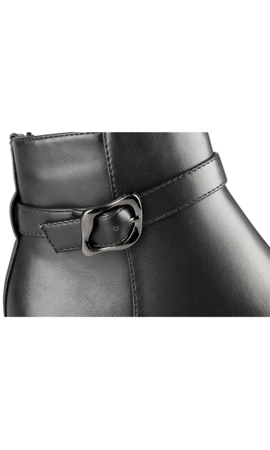 Black ankle boots with buckle strap