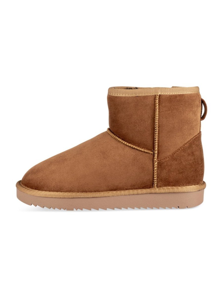 Cognac short faux suede boots