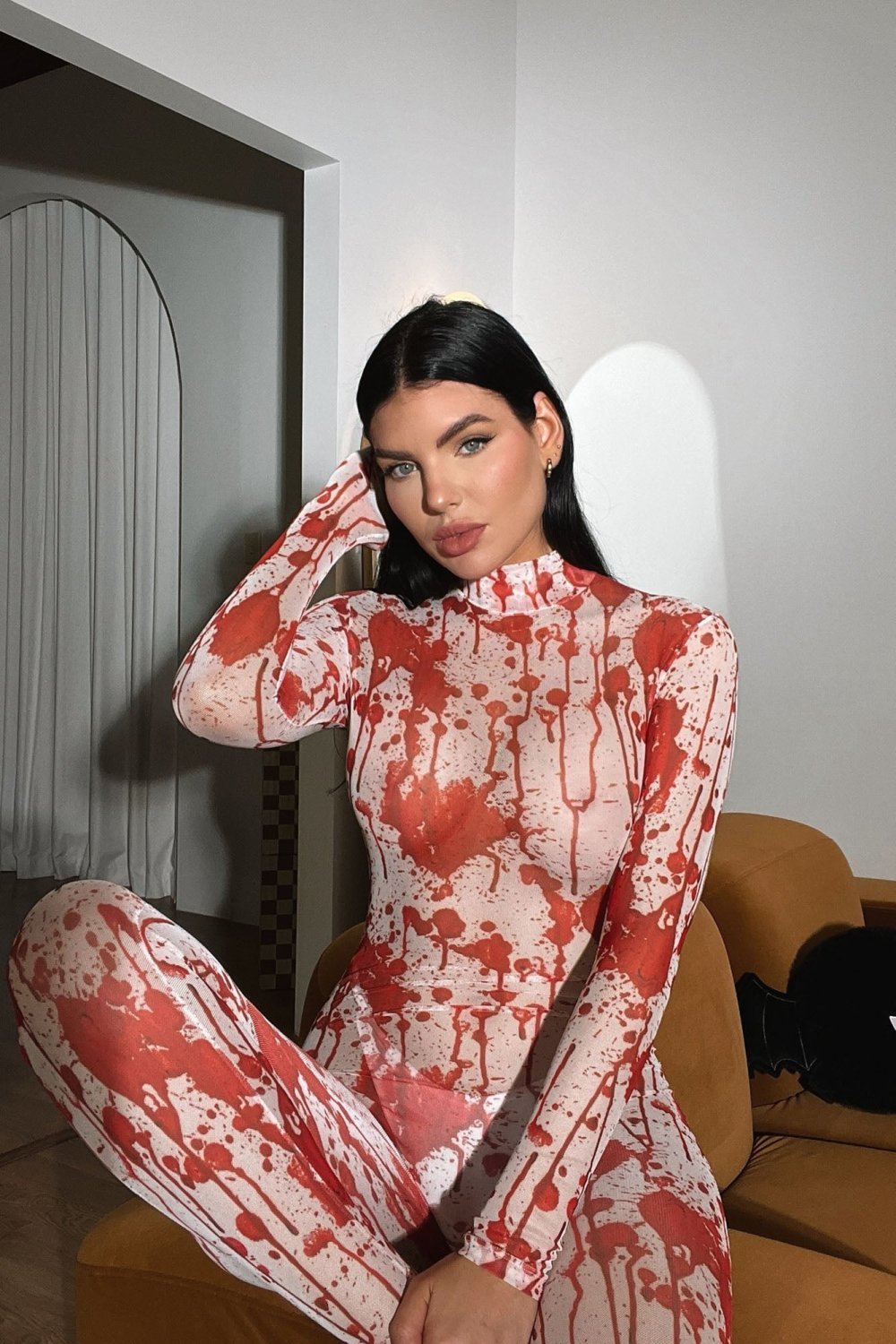 Red bloody jumpsuit costume