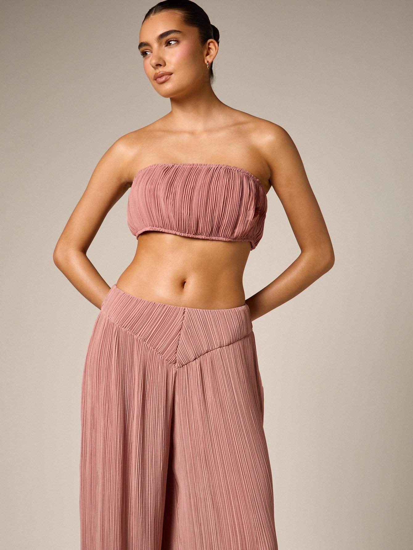 Ensemble top bandeau plissé w serwal palazzo
