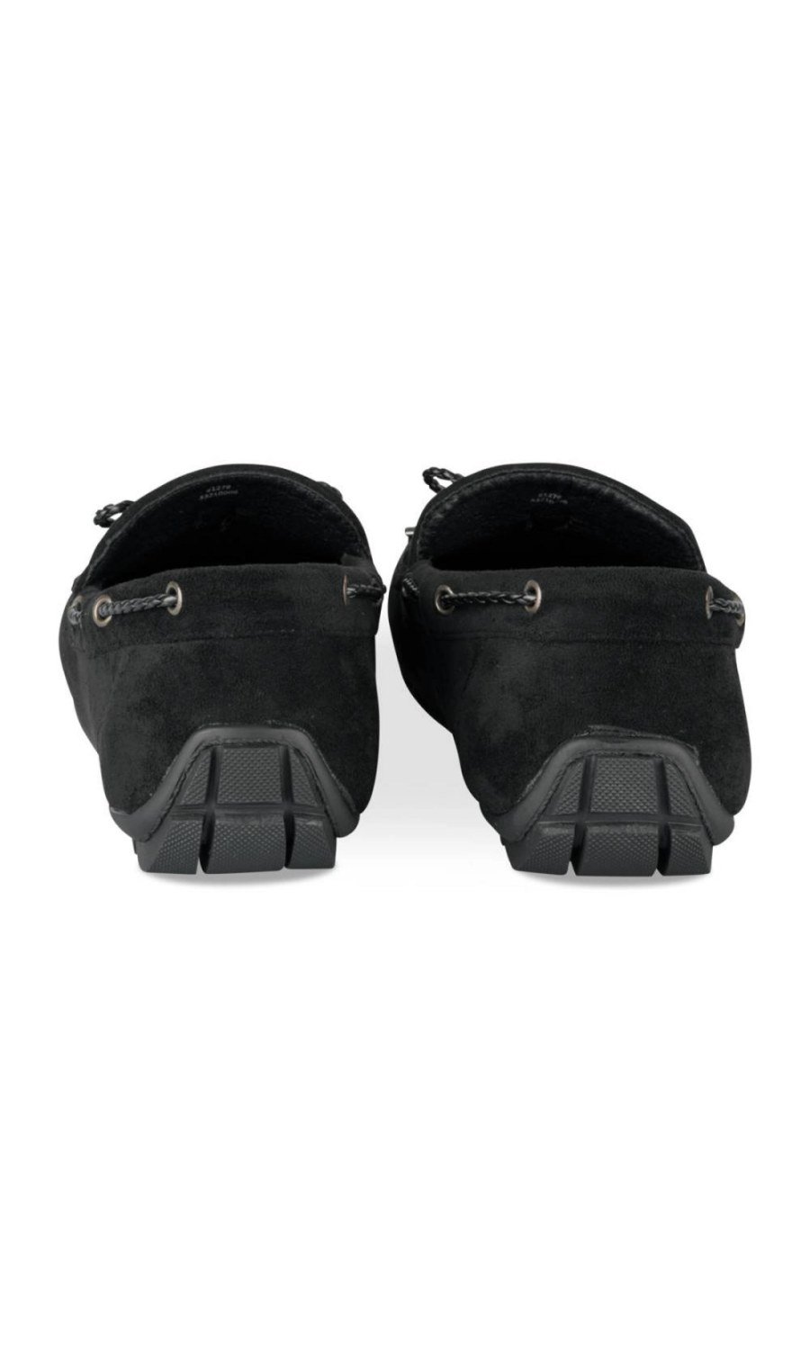 Black loafers with braided cord
