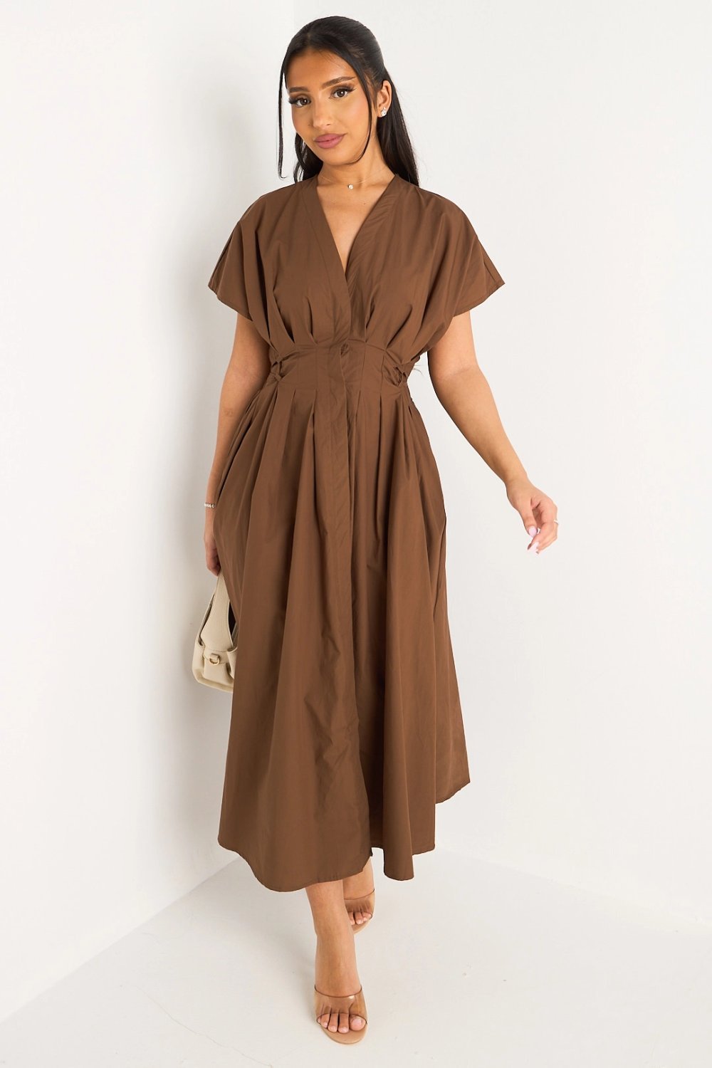 Robe twila plissée b boutons col V 9ehwi