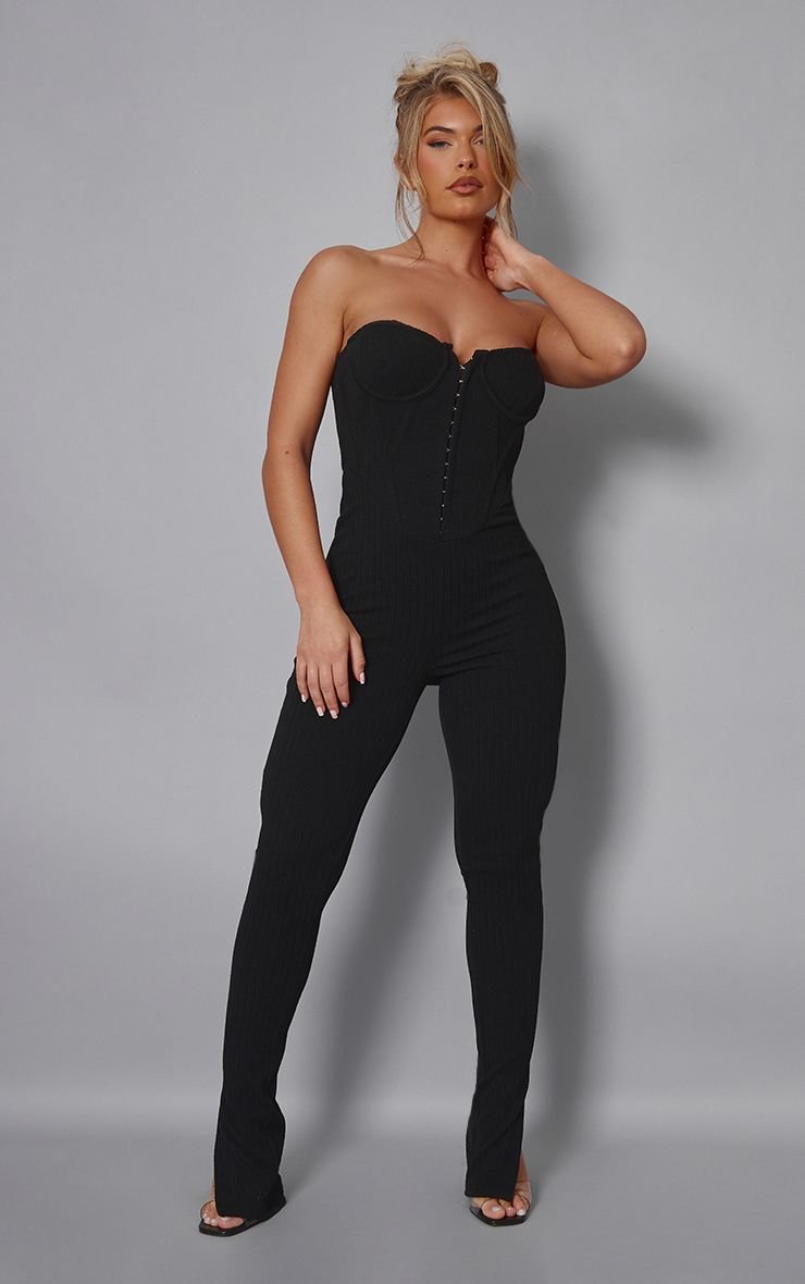 Combinaison bandeau corset côtelée texturée