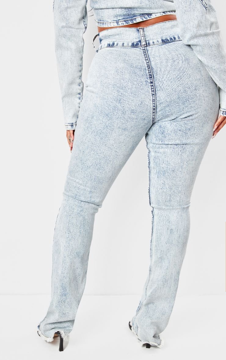 Shape High Waisted Ripped Hem Denim Jeans