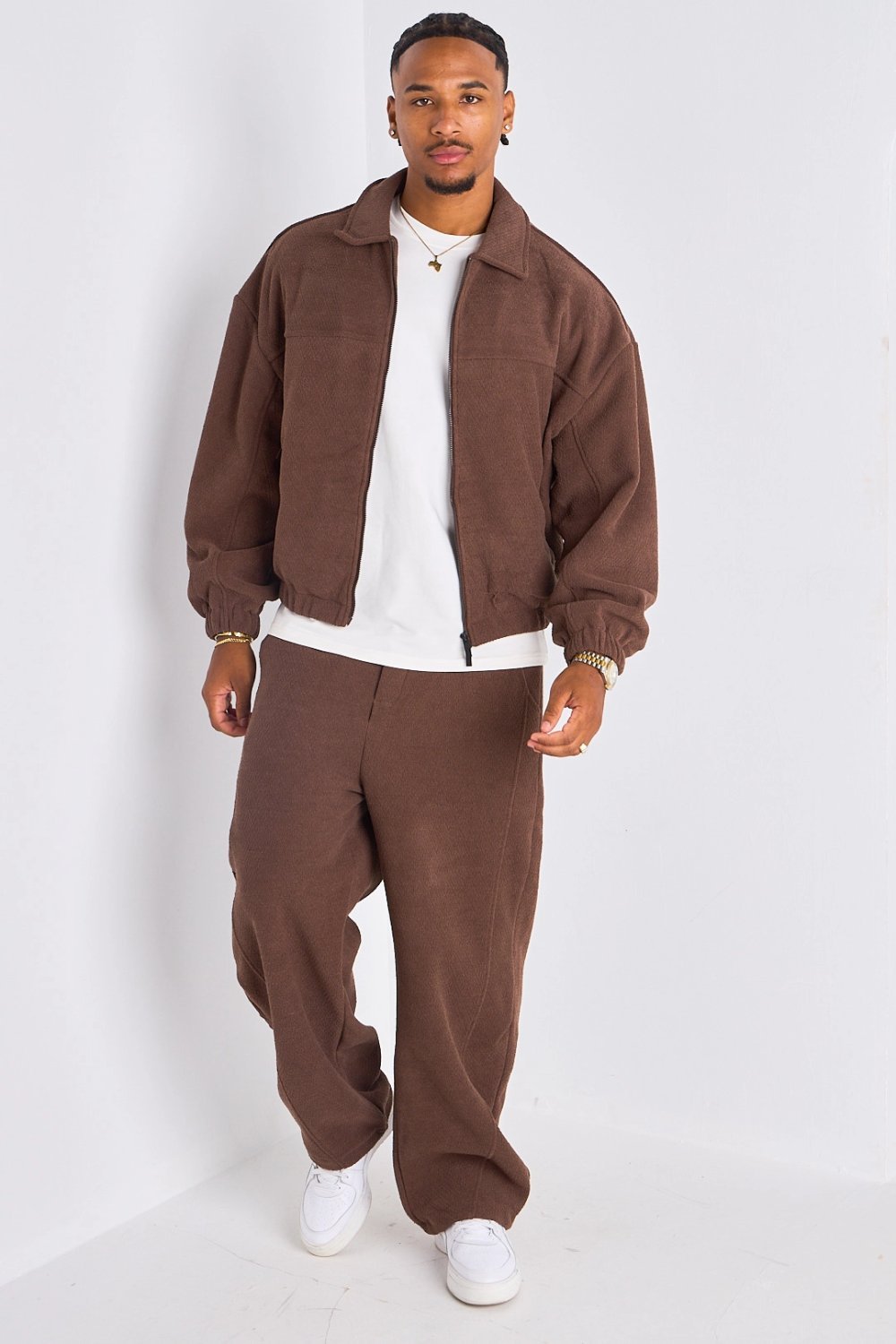 Survêtement veste b zip w jogging marron