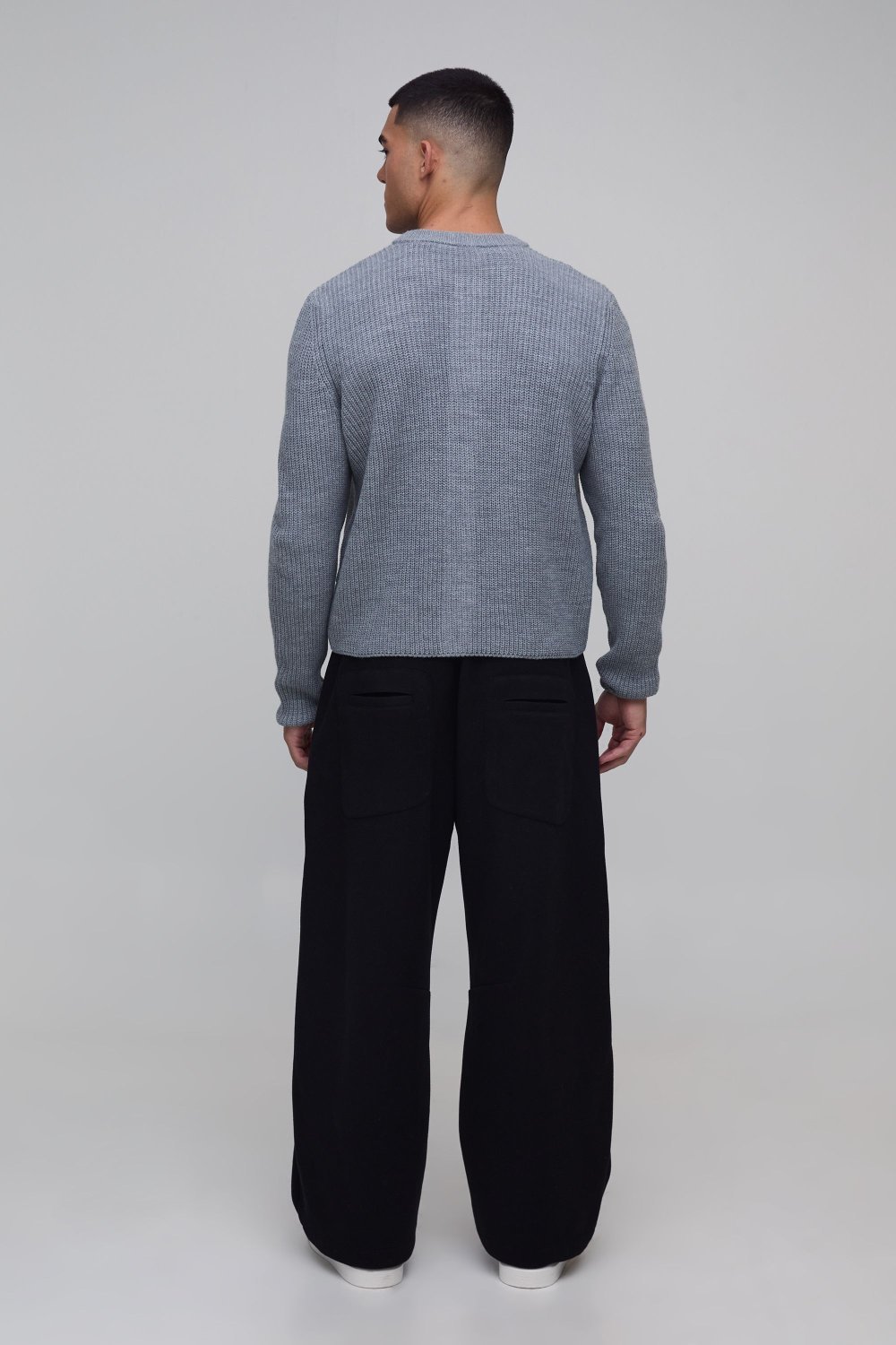 Grey ribbed button-up cardigan