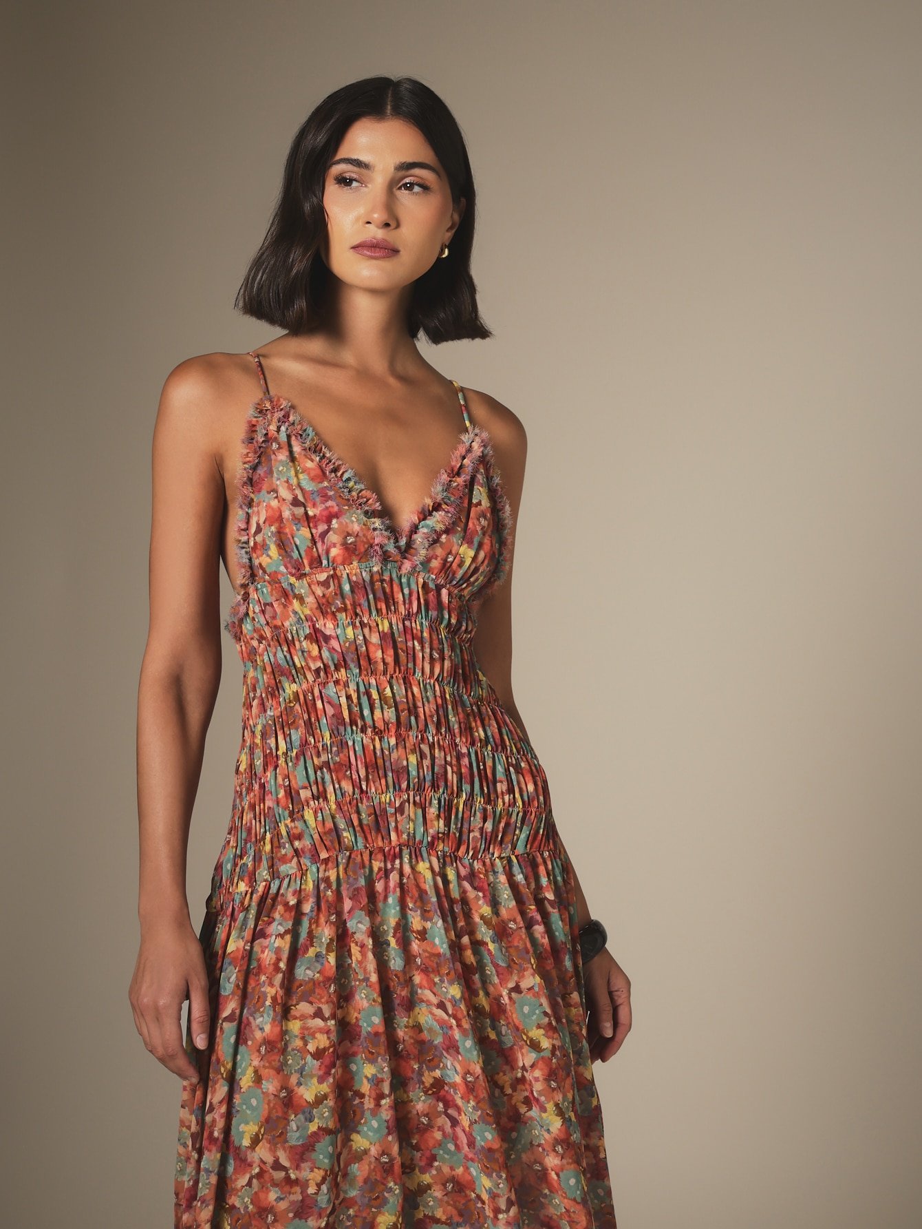 Robe twila boho b nwar w franges