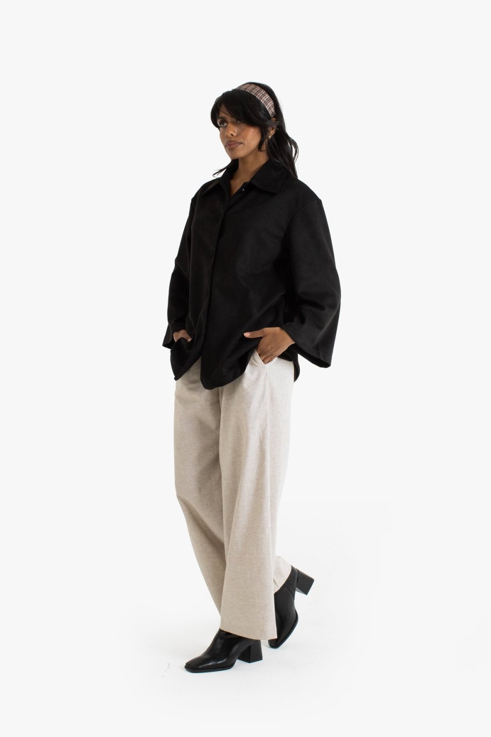Veste chemise en suédine - Noir