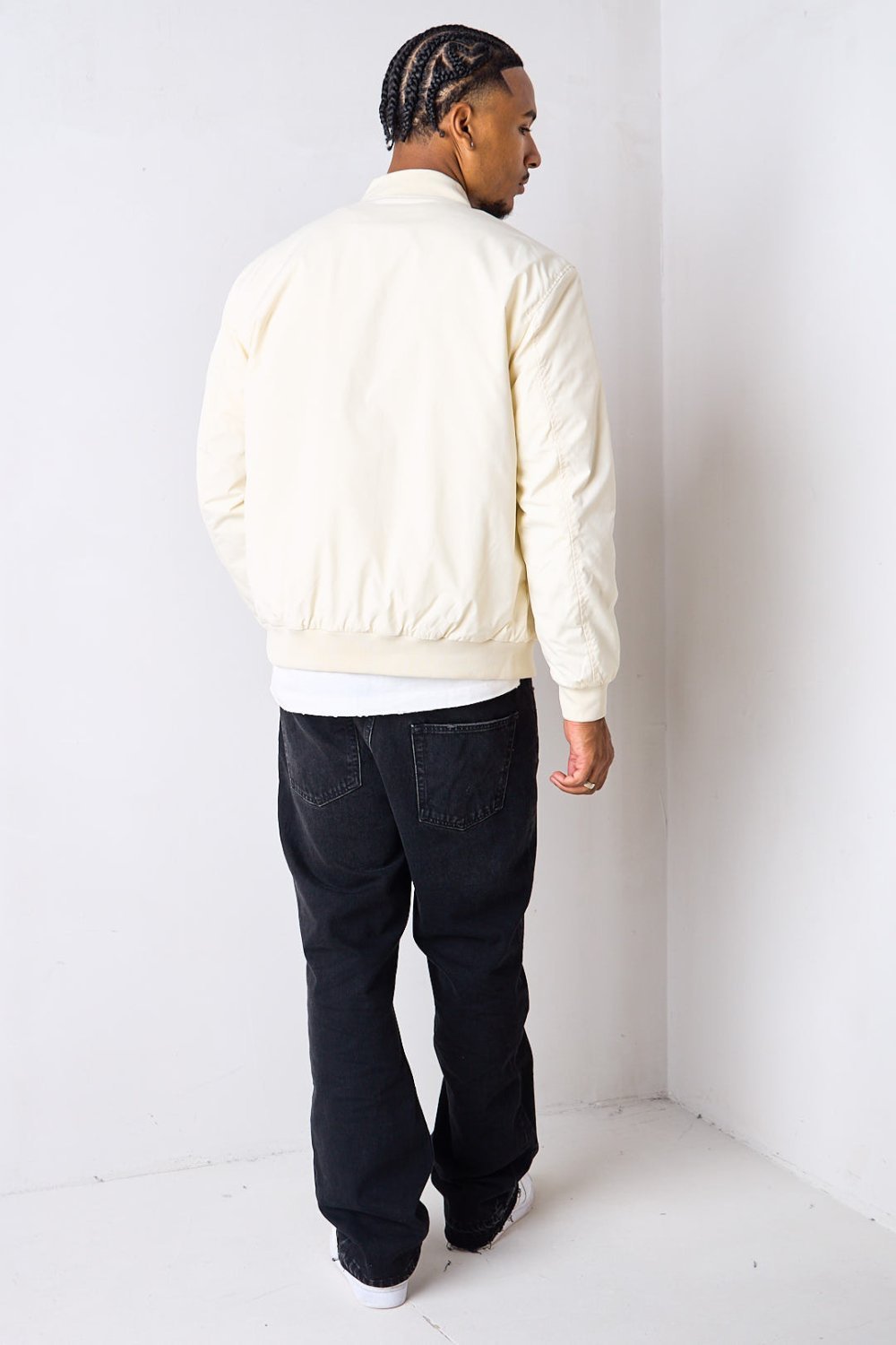 Off-white short transitional bomber jacket