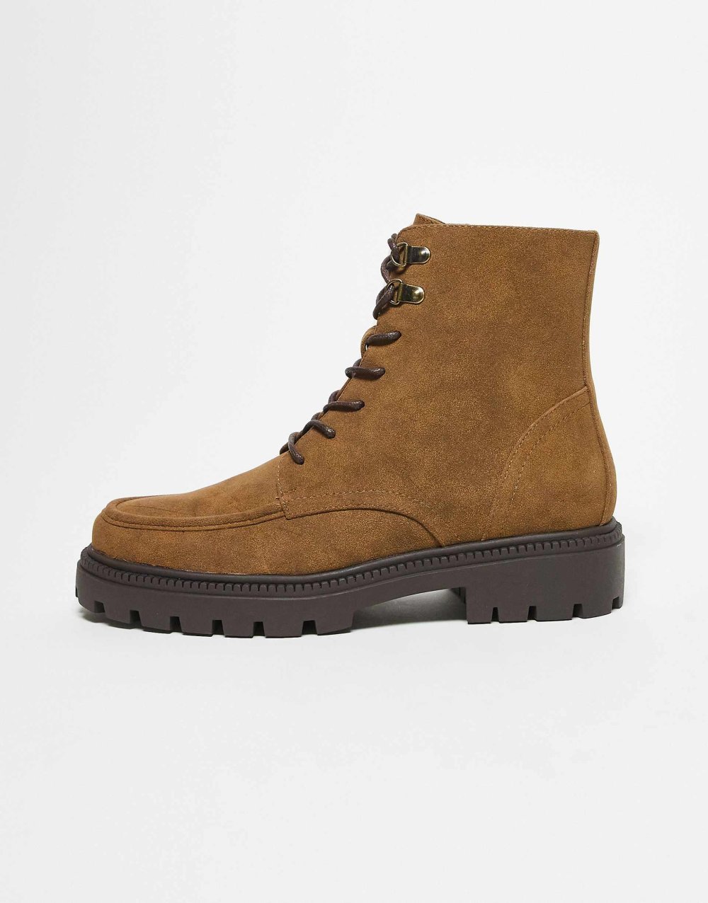 Hiking style lace-up boots in camel
