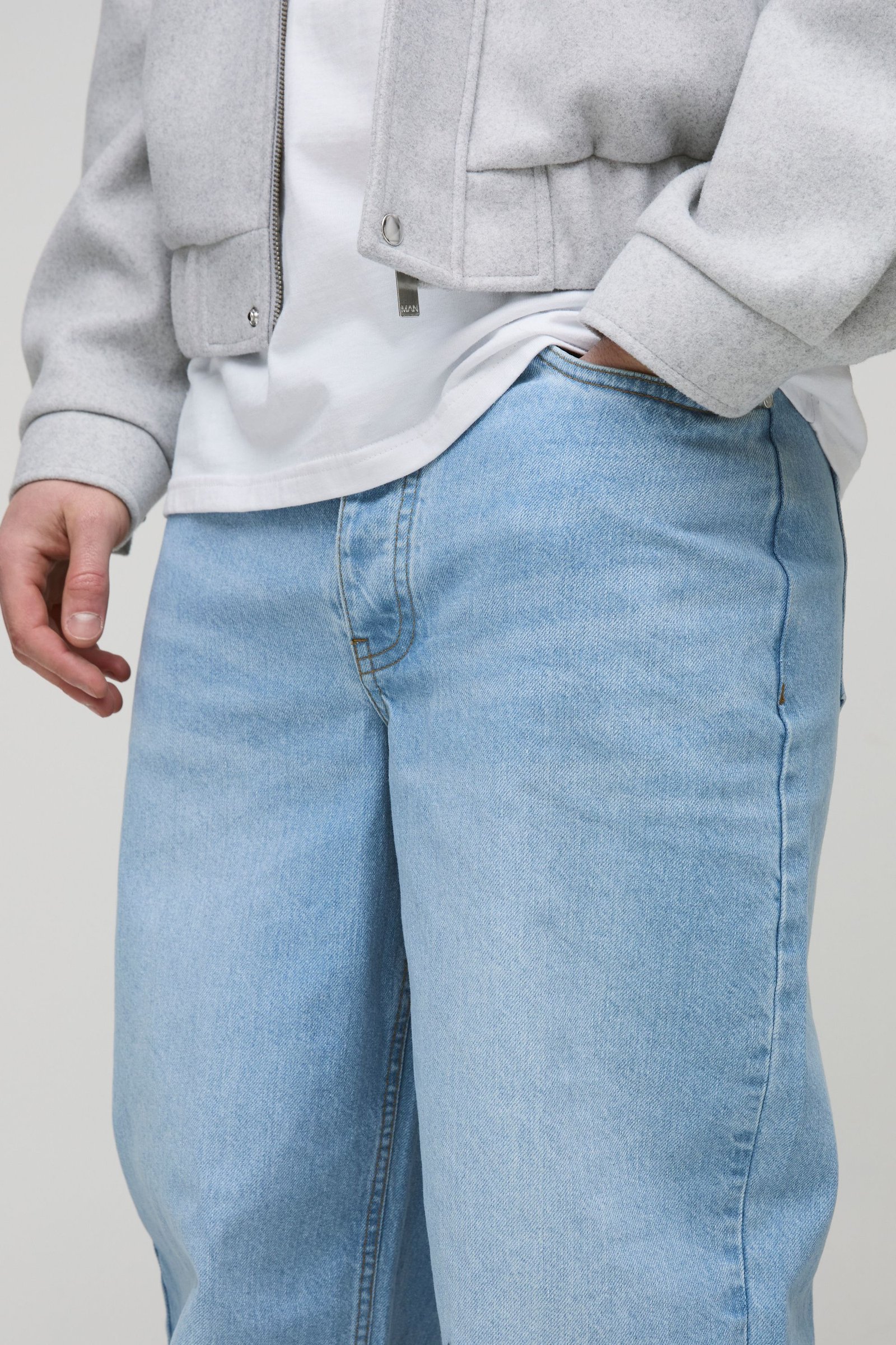 Jeans Rigide Décontracté pour Grandes Tailles
