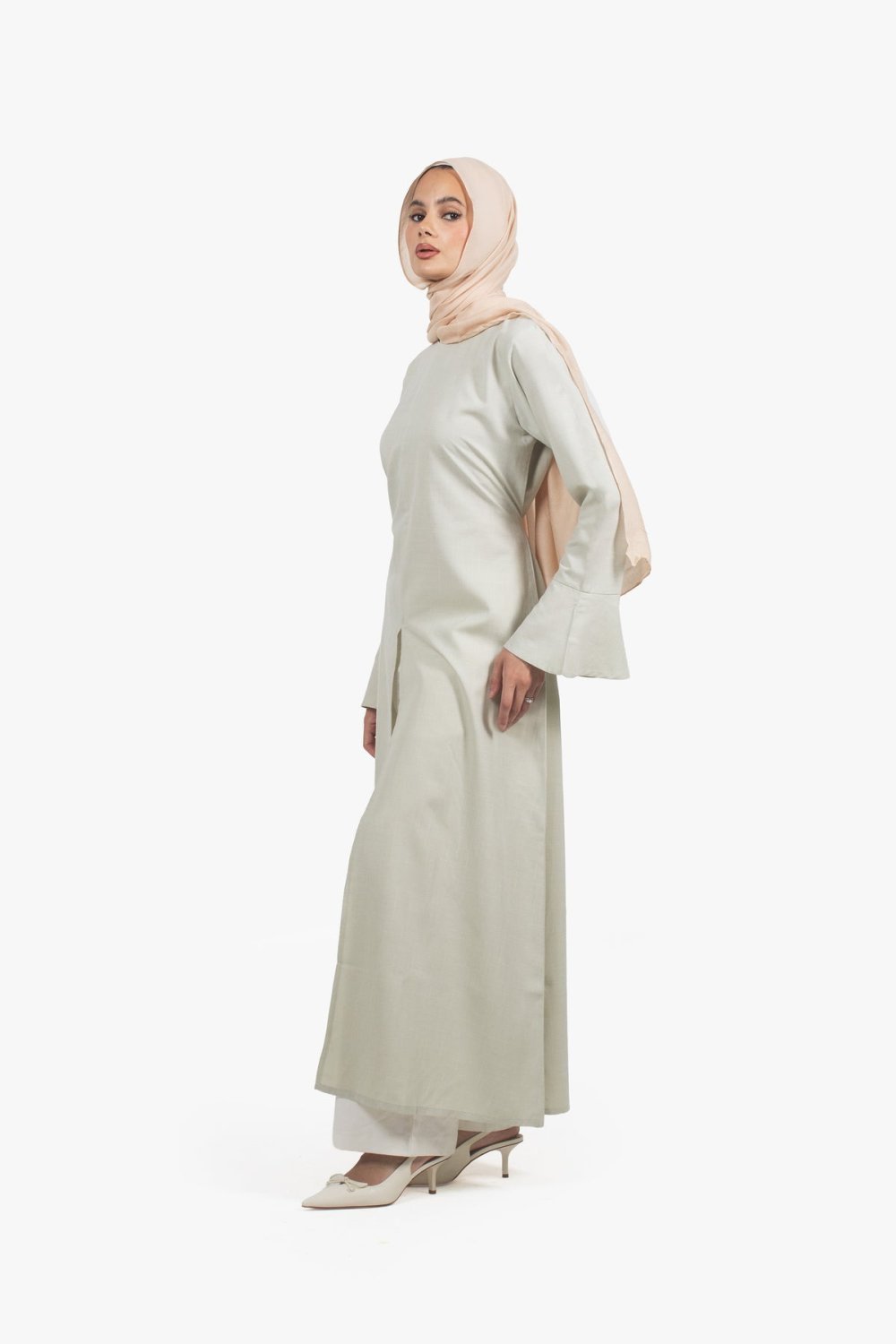 Front-slit maxi dress - Sage
