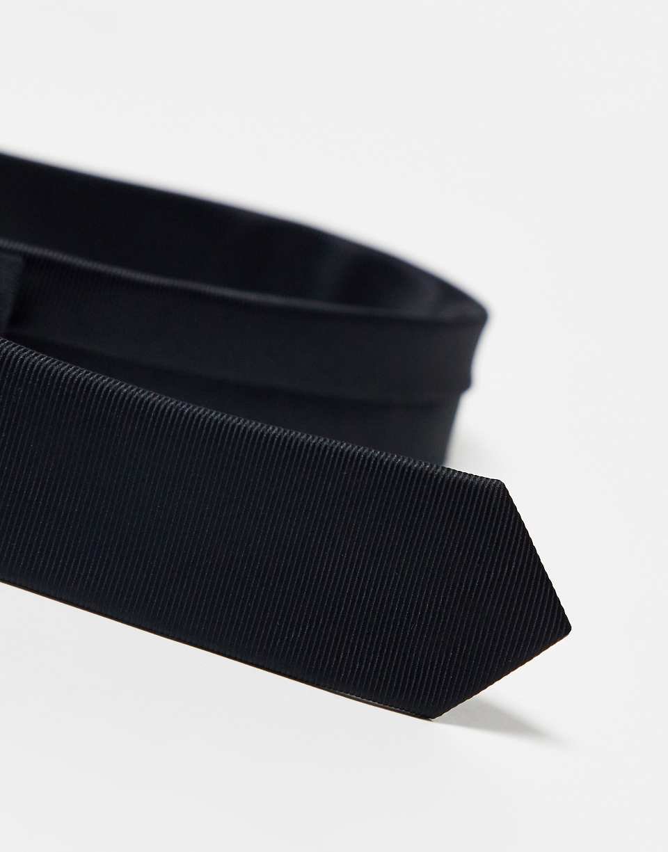 Skinny satin tie - Black