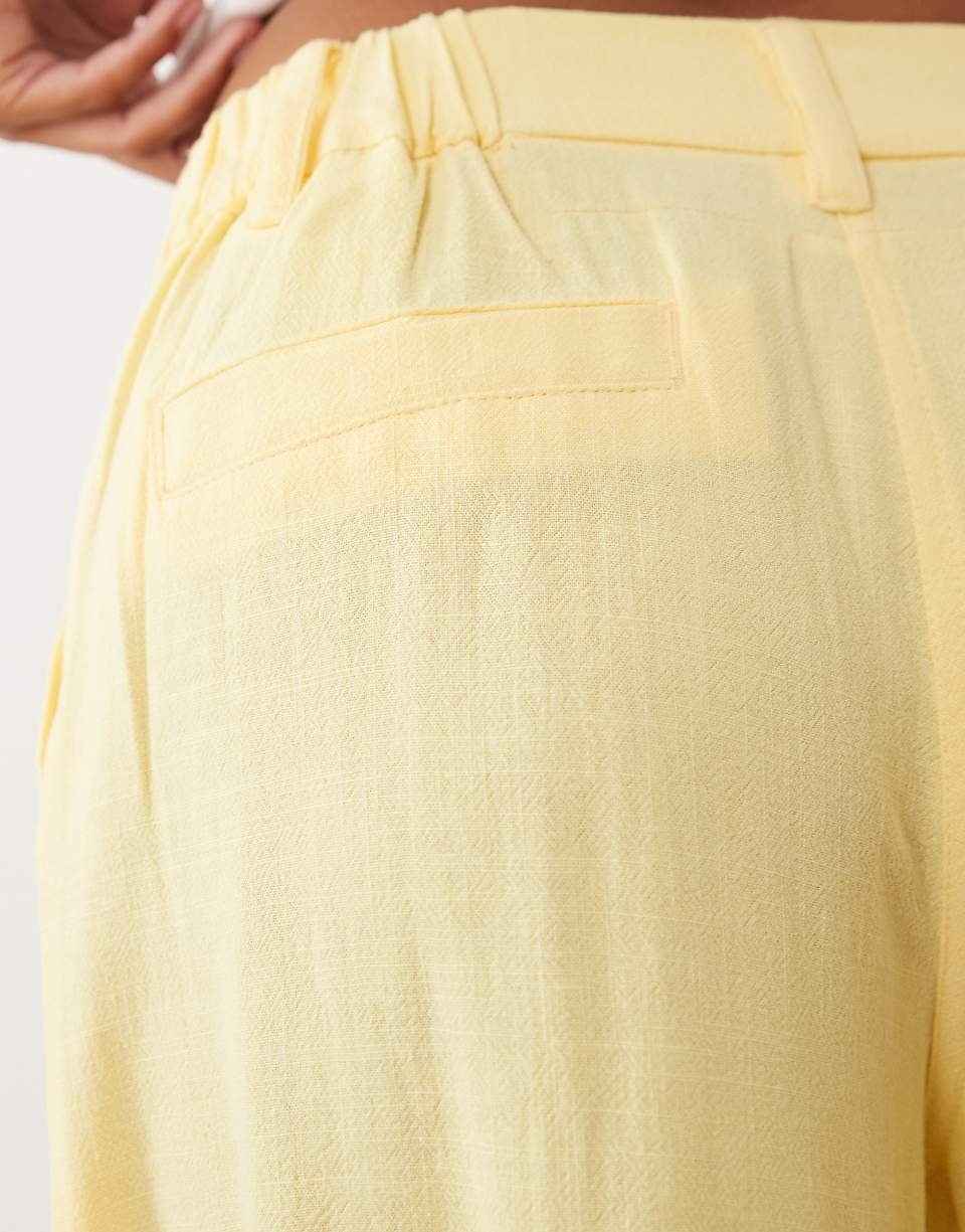 Relaxed straight linen-blend trousers - Petite