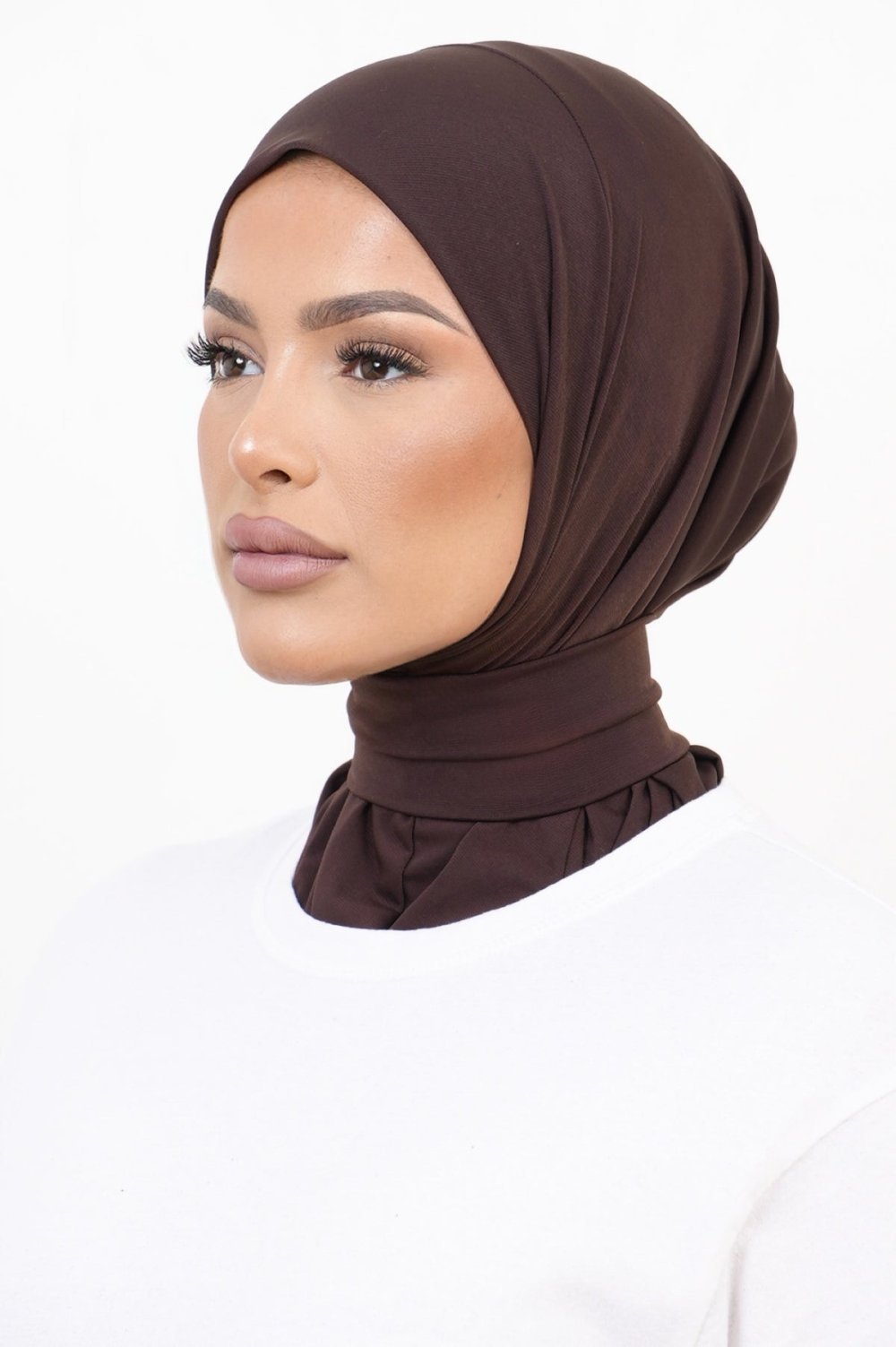 Button-up hijab underscarf - Chocolate