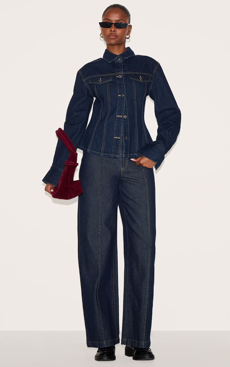 Jean Taille Mi-haute Avec Détails De Coutures Ajustées