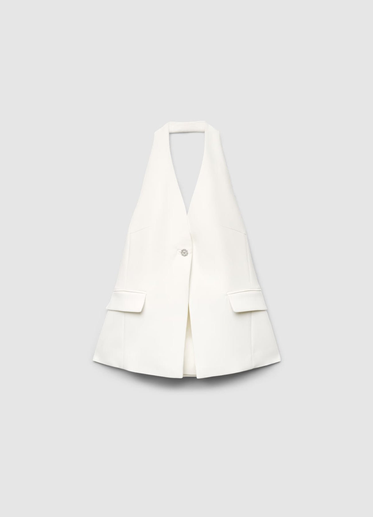 Gilet dos nu col licou à bouton bijou