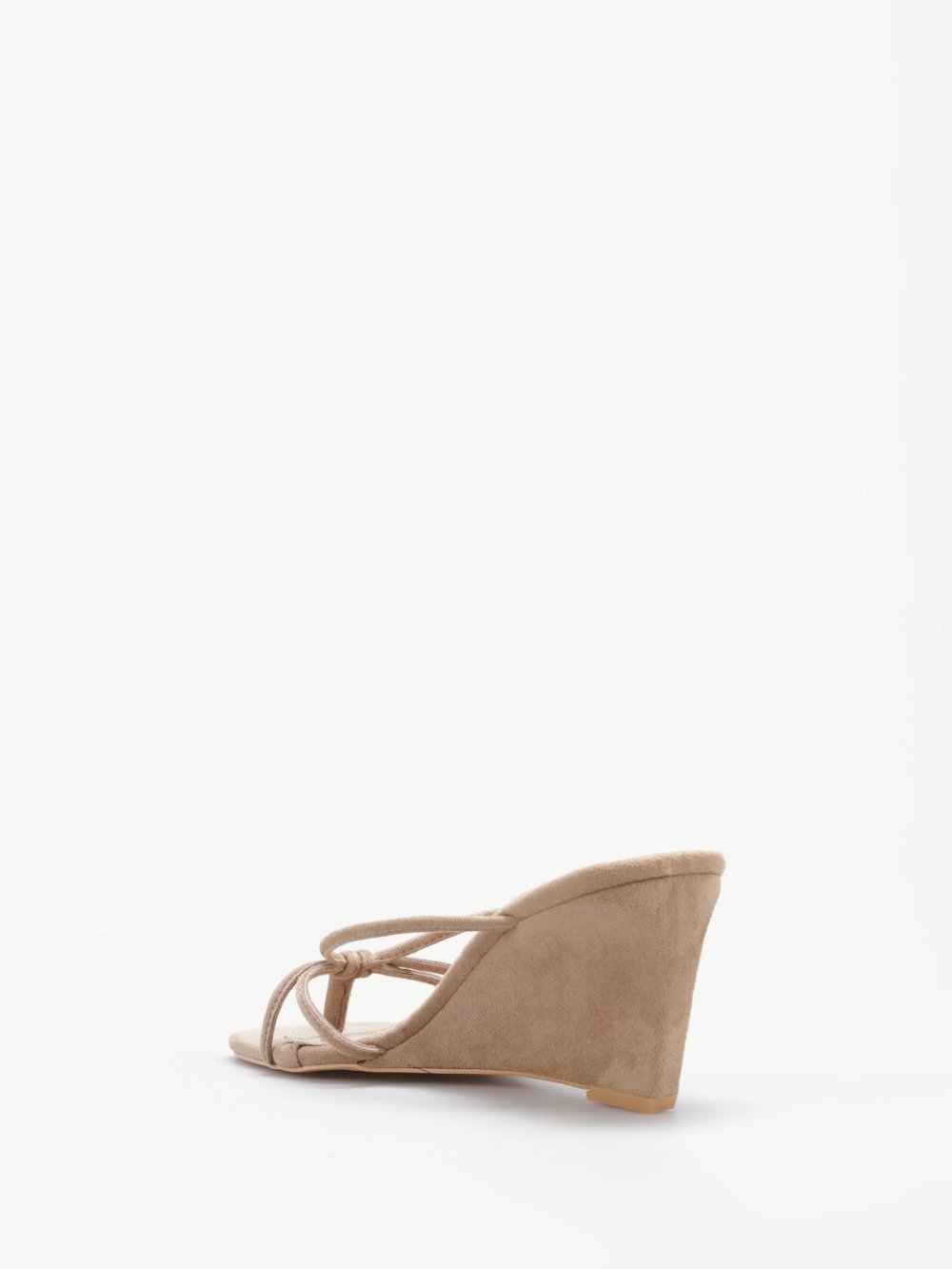 Taupe wedge flip-flops with thin straps