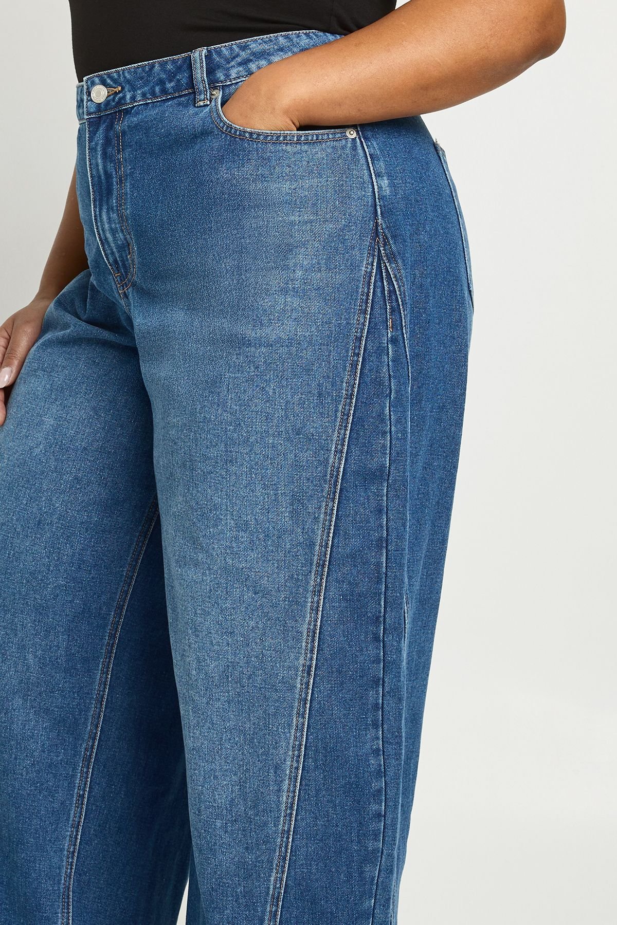 Jean à taille mi-haute - Grande taille