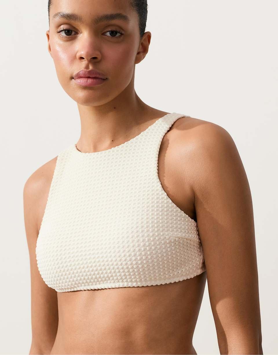 Haut de bikini au crochet à texture bulle - Écru