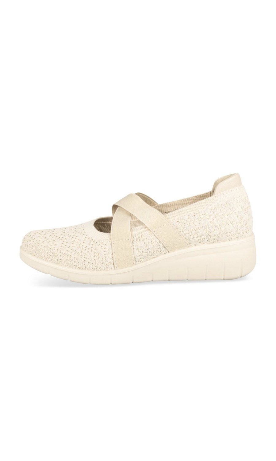 Beige knit wedge ballerinas
