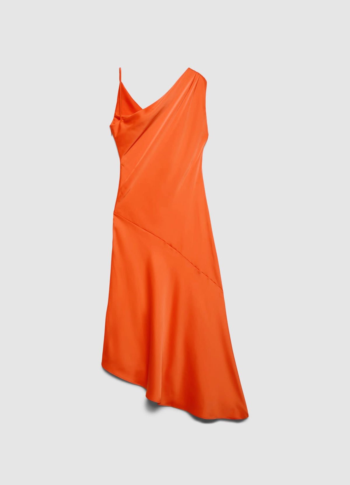 Robe asymétrique satin b col drapé