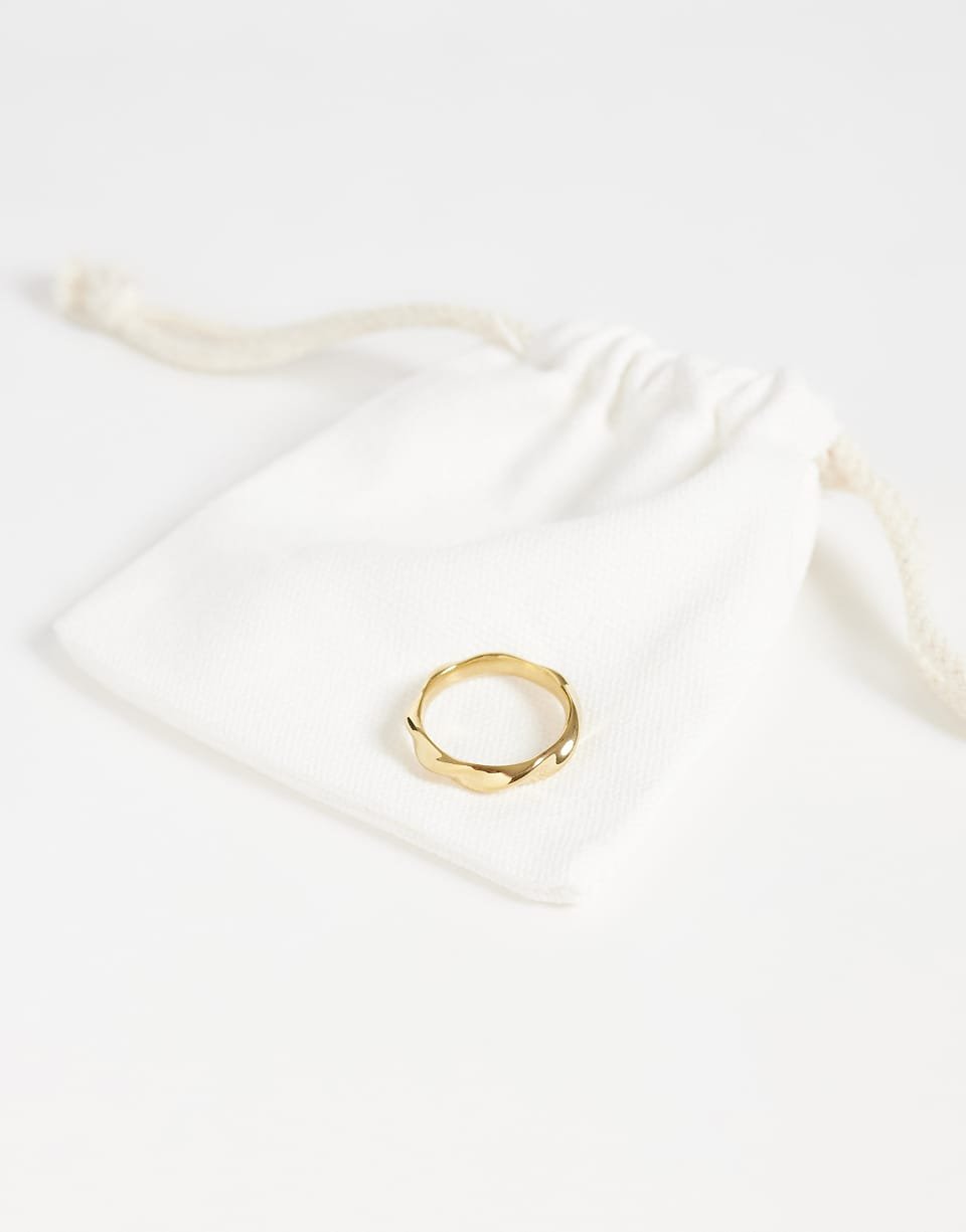 Bague anneau torsadée unie en acier inoxydable imperméable doré
