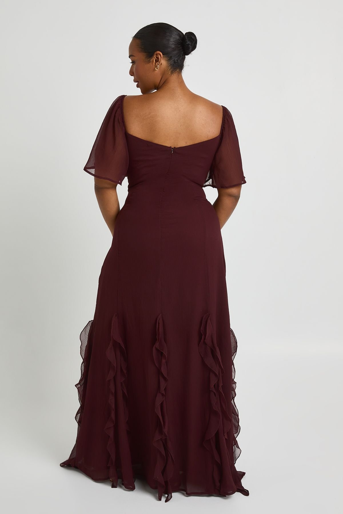Robe maxi volantée à manches bouffantes - Grande taille