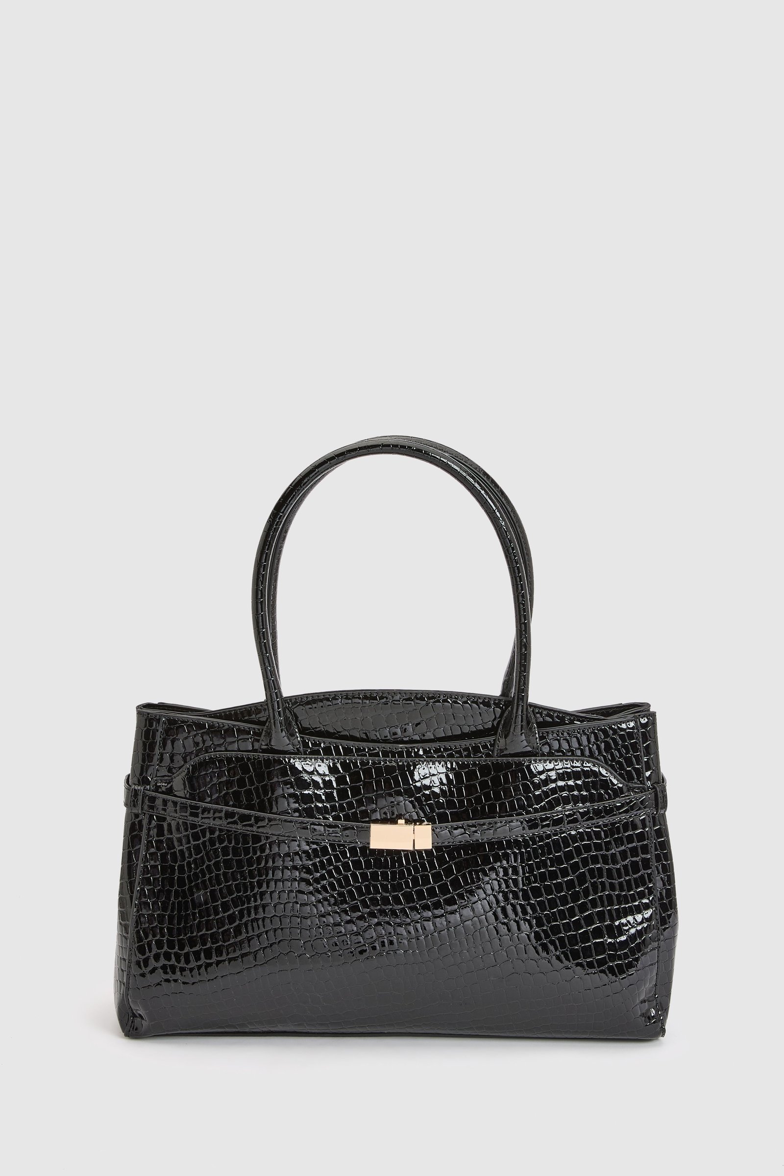 Sac cabas structuré effet croco verni