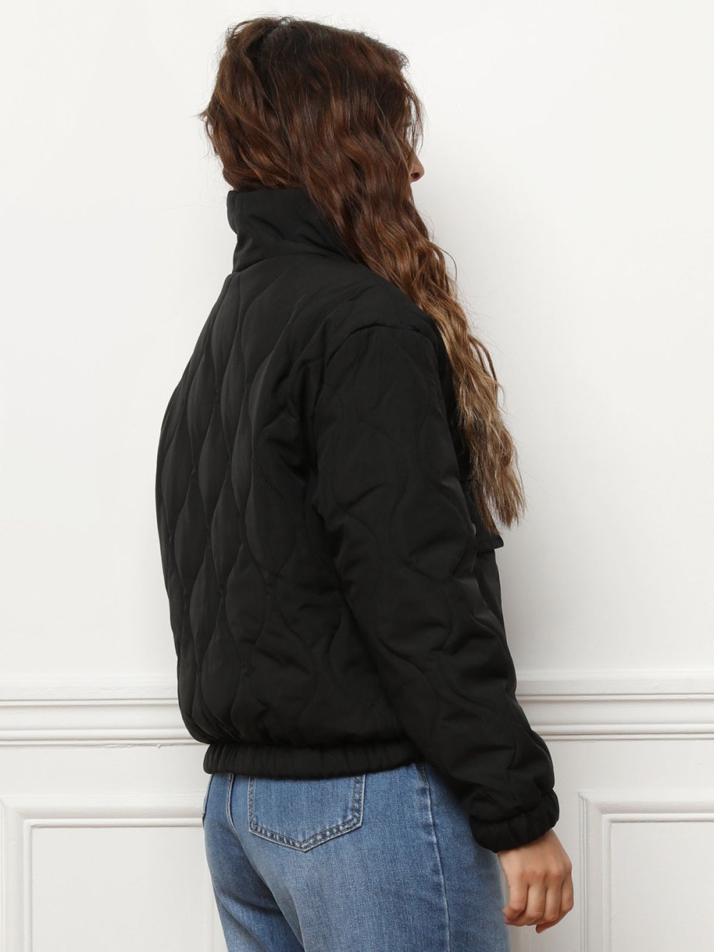 Black quilted bomber jacket