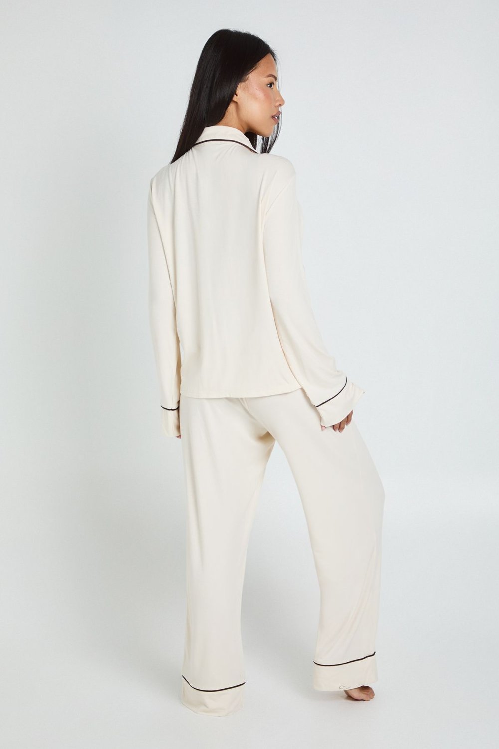Ribbed shirt and trouser pyjama set - Petite