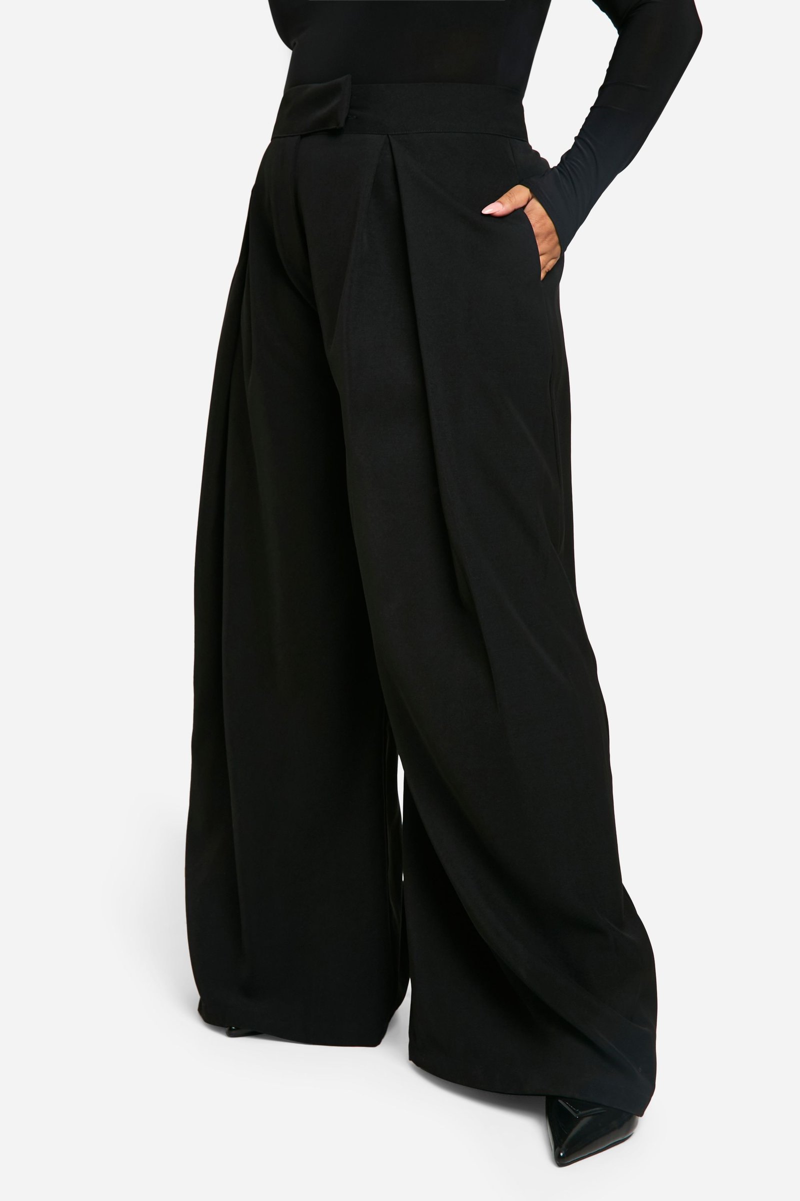 Pantalon large à plis décontracté - Grande taille