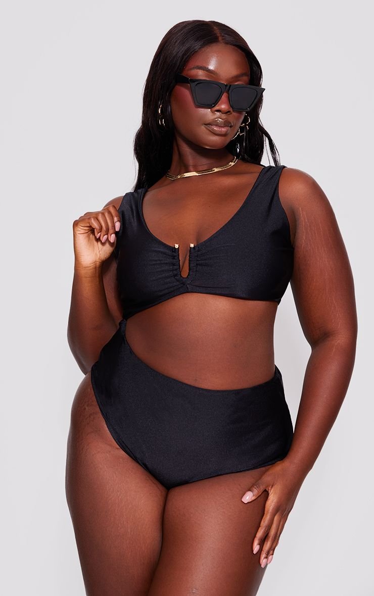 Plus Cut-Out Detail Trim Swimsuit